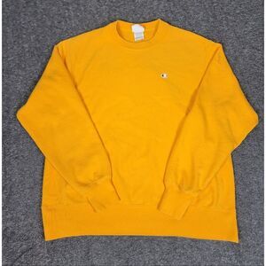 Champion Reverse Weave Crewneck Sweatshirt Men’s Large Yellow Logo